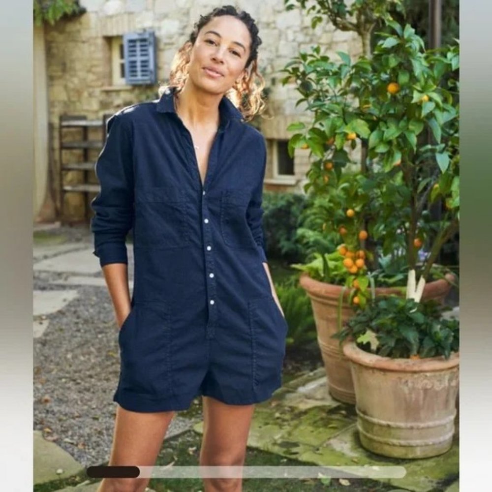 Frank & Eileen Navy Button-Front Romper
